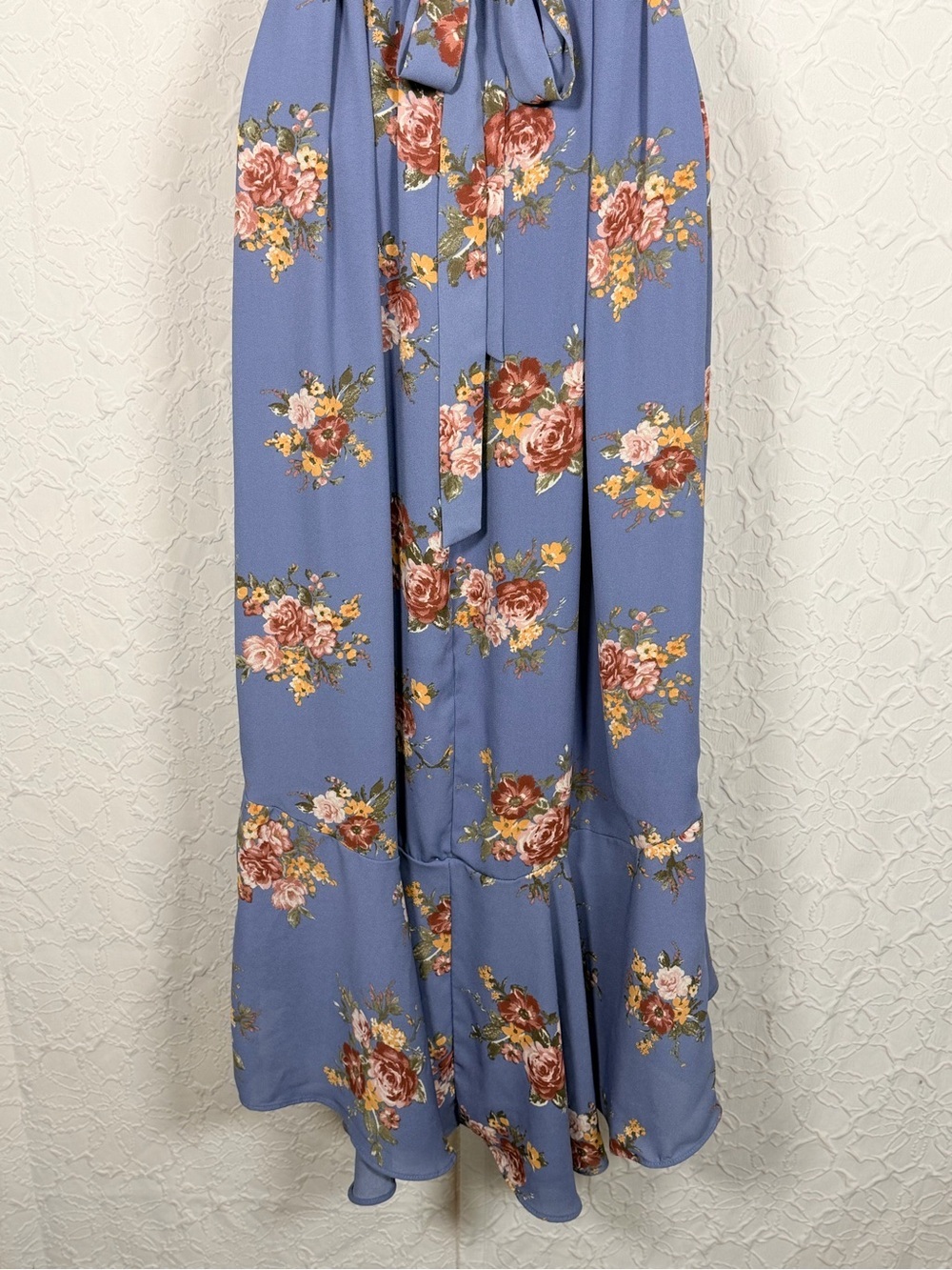 Inspired Hearts Floral Wrap Ruffle Dusty Blue Sz M - Picture 10 of 13